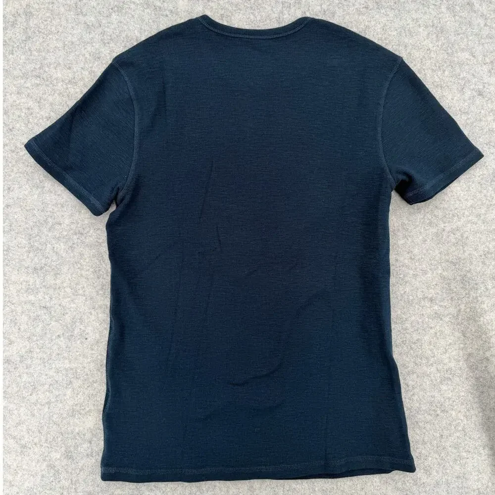 NWT Allsaints Sapphire Blue Esum Short Sleeve Textured Waffle Crewneck T-Shirt - Picture 4 of 8